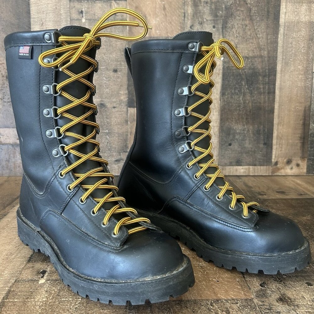 Danner Black Boots with Yellow Laces - Picture 2 of 12